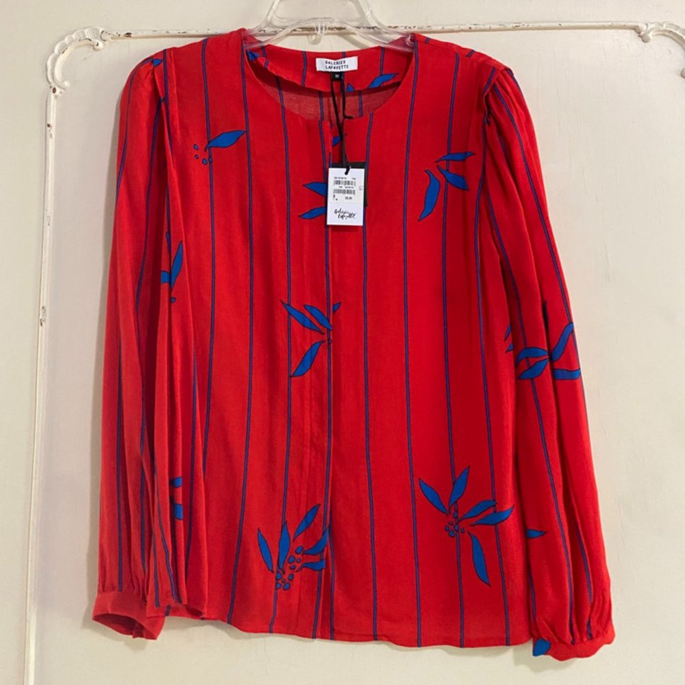 Direct from Paris - Gorgeous blue & red blouse!